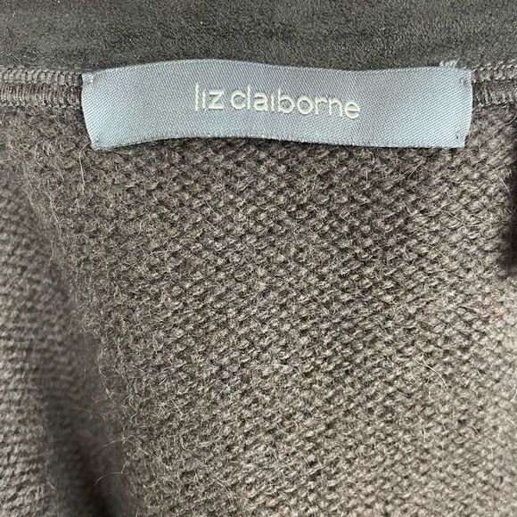 EUC Liz Claiborne Womens Brown Zip Sweater Jacket Size Petite M - Picture 5 of 7